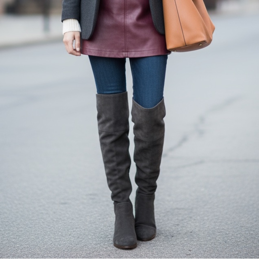 VINCE CAMUTO GRAY SUEDE BOOTS